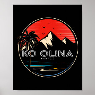 Retro Hawaii Ko Olina Wave Surfing Poster