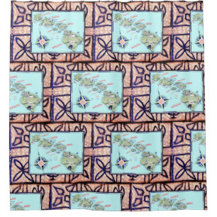 Retro Hawaii Map Shower Curtain