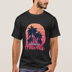 Retro Hawaii Palm Beach Surfing Paradise Summer Fa T-Shirt