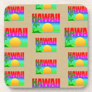Retro Hawaii Sunset Beach Coaster