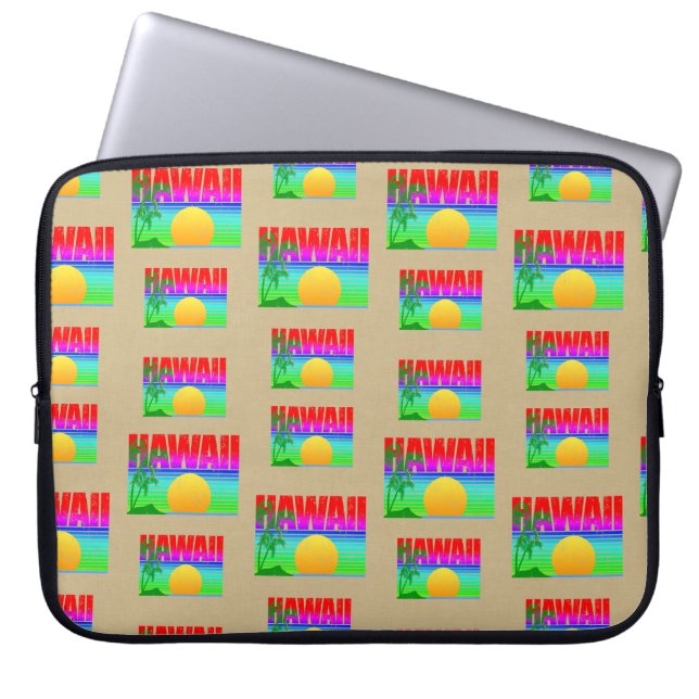 Retro Hawaii Sunset Beach Laptop Sleeve (Front)