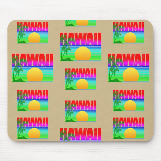 Retro Hawaii Sunset Beach Mouse Pad (Front)