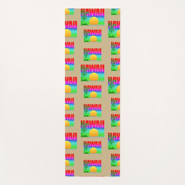 Retro Hawaii Sunset Beach Yoga Mat (Front)