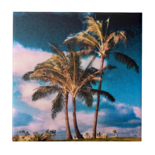 Retro Hawaiian Palm Trees Customised Palms Ceramic Tile
