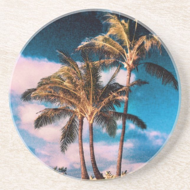 Retro Hawaiian Palm Trees Customised Palms Coaster (Front)