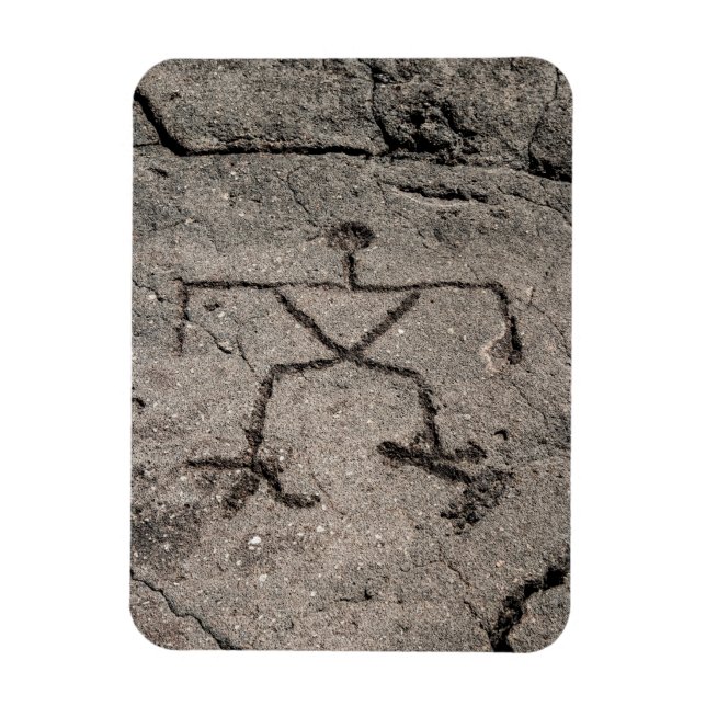 Retro Hawaiian Petroglyph - Vintage Petroglyphs Magnet (Vertical)