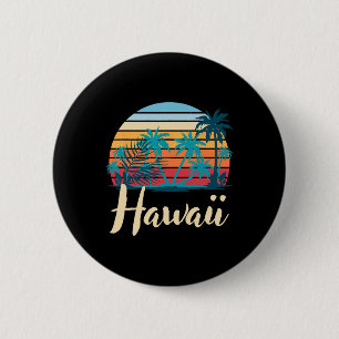 Retro Hawaiian Summer Vacation Palm Trees Tropical 6 Cm Round Badge