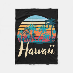 Retro Hawaiian Summer Vacation Palm Trees Tropical Fleece Blanket