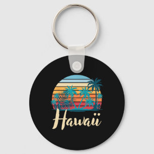 Retro Hawaiian Summer Vacation Palm Trees Tropical Key Ring
