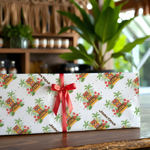 Retro Hawaiian Tiki Bar Birthday Name Gift Wrap Tissue Paper