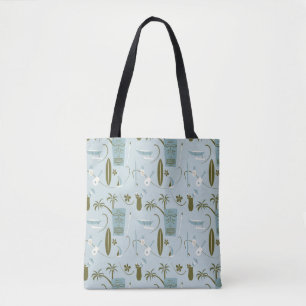 Retro Hawaiian Tote Bag - Vintage Hawaiian - Blue