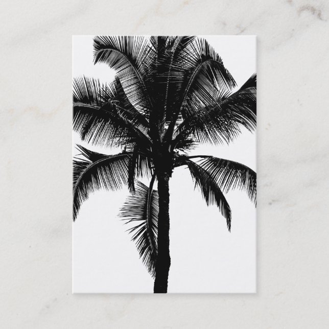 Retro Hawaiian Tropical Palm Tree Silhouette Black Business Card (Front)