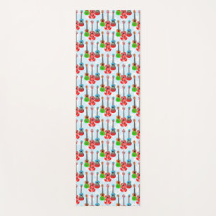 Retro Hawaiian Ukulele Floral Yoga Mat