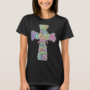 Retro He Is Risen Cross Easter Resurrection Jesus T-Shirt