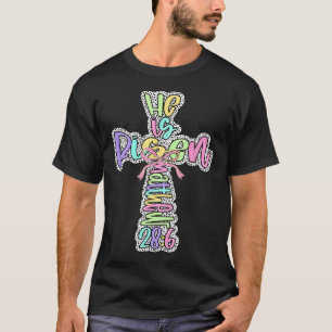 Retro He Is Risen Cross Easter Resurrection Jesus T-Shirt