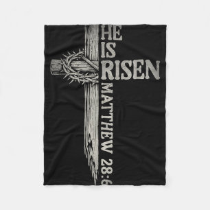Retro he is risen cross for boys men women easter fleece blanket