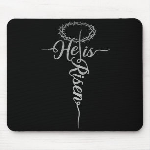 Retro he is risen cross for boys men women easter mouse pad
