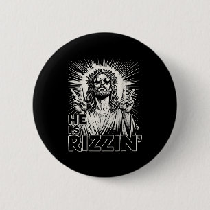 Retro he is rizzin funny for boys men women 6 cm round badge