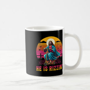 Retro He Is Rizzin Funny Jesus Has Rizzen Easter C Coffee Mug