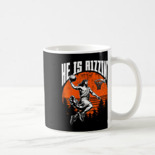 Retro He Is Rizzin' Jesus Sketll Player Lover Chri Coffee Mug