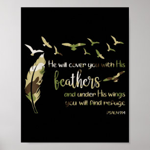 Retro He Will Cover You With His Beathers Jesus Re Poster