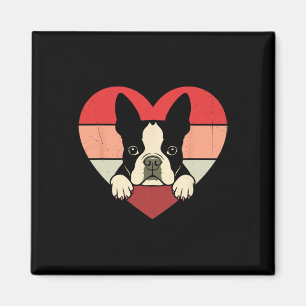 Retro Heart Boston Terrier Dog Vintage Valentine W Magnet