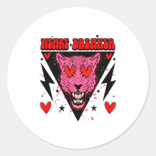 Retro Heart Breaker Valentines Day Tiger Love  Classic Round Sticker