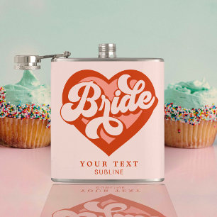 Retro Heart Bride Babe Tribe Bachelorette  Hip Flask