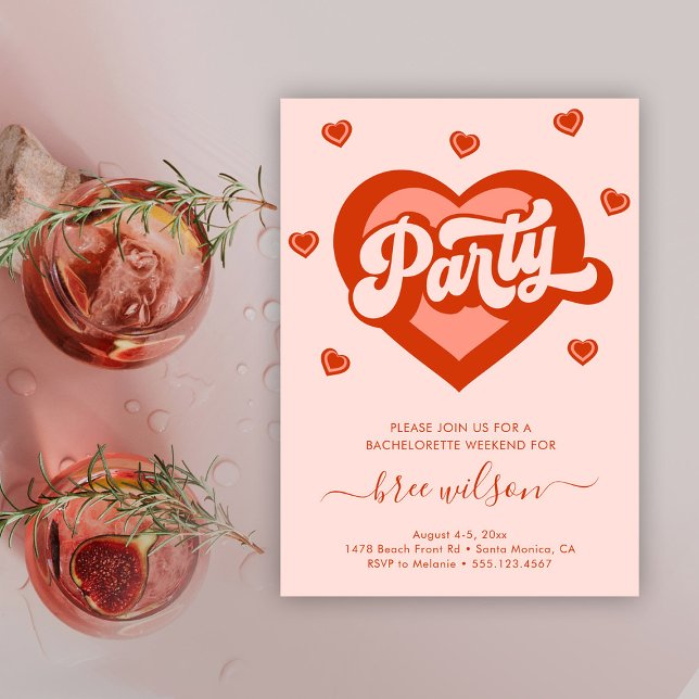  Retro Heart Bride Bachelorette Party  Invitation (Creator Uploaded)