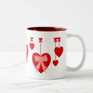Retro Heart Dangles Two-Tone Coffee Mug