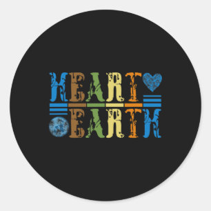 Retro Heart Earth Anagram Vintage Earth Day Love Classic Round Sticker
