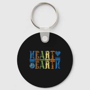 Retro Heart Earth Anagram Vintage Earth Day Love  Key Ring