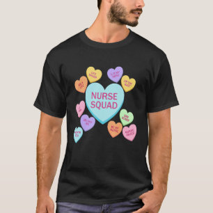 Retro Heart Funny Nurse Squad Happy Valentines Day T-Shirt