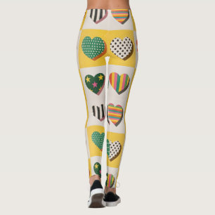 Retro Heart Grid Leggings