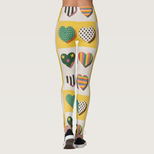 Retro Heart Grid Leggings (Back)