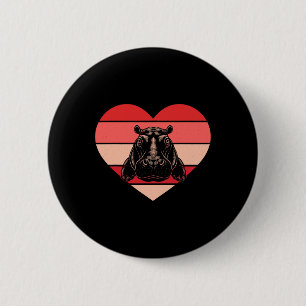 Retro Heart Hippo Vintage Valentine Womens Mens Ki 6 Cm Round Badge