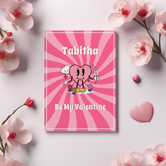 Retro Heart Mascot | Be My Valentine's Holiday Card (Retro Heart Mascot - Be My Valentine Card)