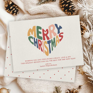 Retro Heart Merry Christmas Playful  Holiday Card