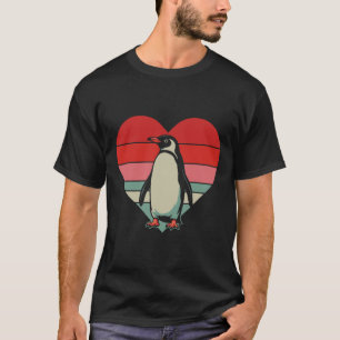 Retro Heart Penguin Vintage Valentine Womens Mens T-Shirt
