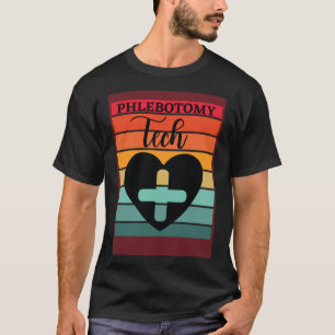 Retro Heart Phlebotomist Phlebotomy Tech Technicia T-Shirt