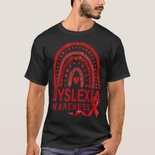 Retro Heart Rainbow Dyslexia Awareness Ribbon T-Shirt