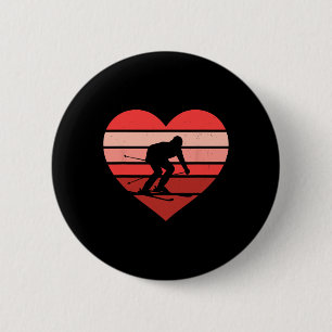 Retro Heart Skiing Ski Vintage Valentine Womens Me 6 Cm Round Badge
