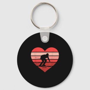 Retro Heart Skiing Ski Vintage Valentine Womens Me Key Ring