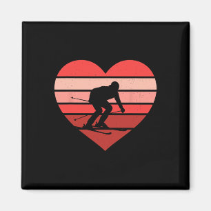 Retro Heart Skiing Ski Vintage Valentine Womens Me Magnet
