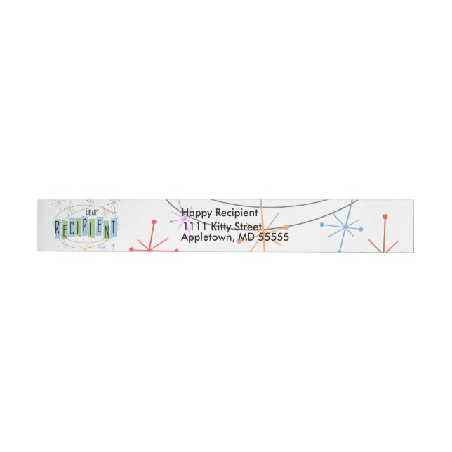 Retro Heart Transplant Recipient, stars Wraparound Address Label (Individual)