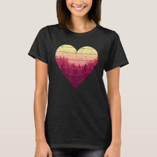 Retro Heart Trees Outdoor Nature Landscape Wildlif T-Shirt