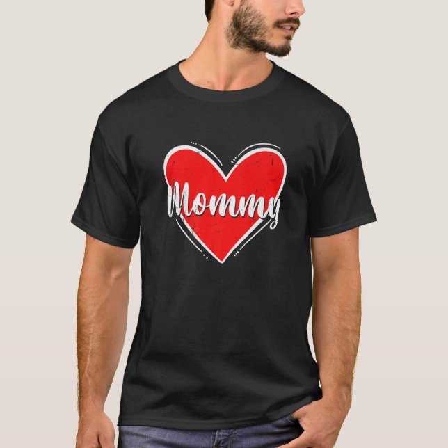 Retro Heart Valentines Day Mummy Matching Family C T-Shirt (Front)