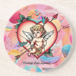 Retro Heart with Cupid Bow Coaster
