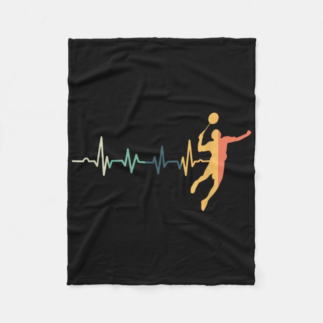 Retro Heartbeat Badminton Player Shuttle Trainer R Fleece Blanket (Front)