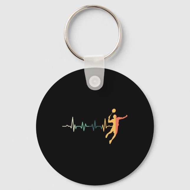 Retro Heartbeat Badminton Player Shuttle Trainer R Key Ring (Front)
